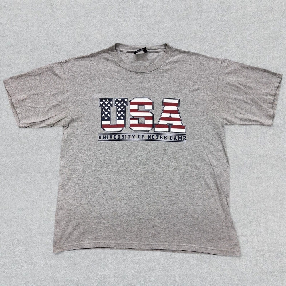 Vintage JanSport Shirt Men's Large Gray USA Notre Dame Stars & Stripes USA Made